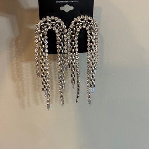 INC International Concepts Silver Crystal Dangle Earrings